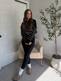 Bristol Striped Cropped Sweater (Black)