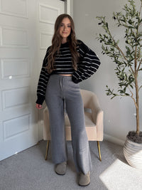 Bristol Striped Cropped Sweater (Black)