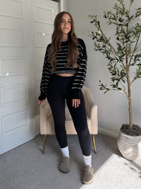 Bristol Striped Cropped Sweater (Black)