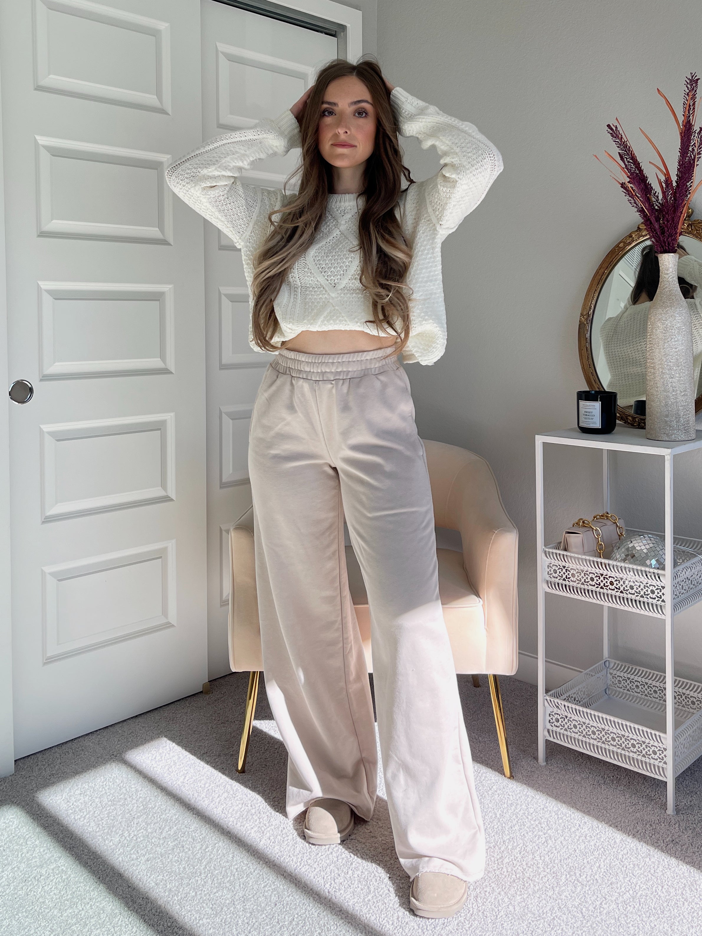 Cropped wide discount leg lounge pants