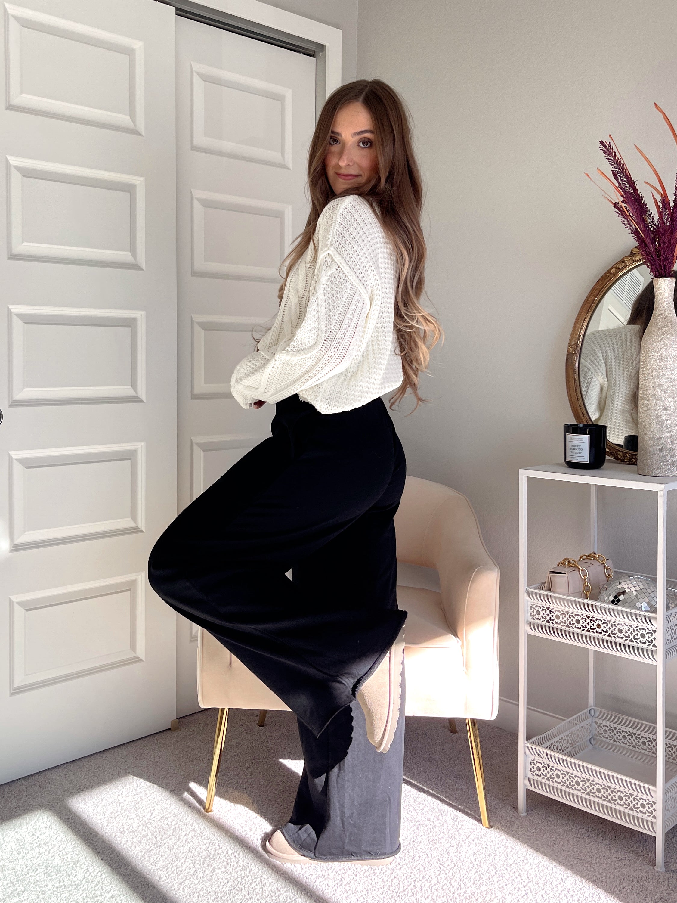 Black velvet lounge online pants