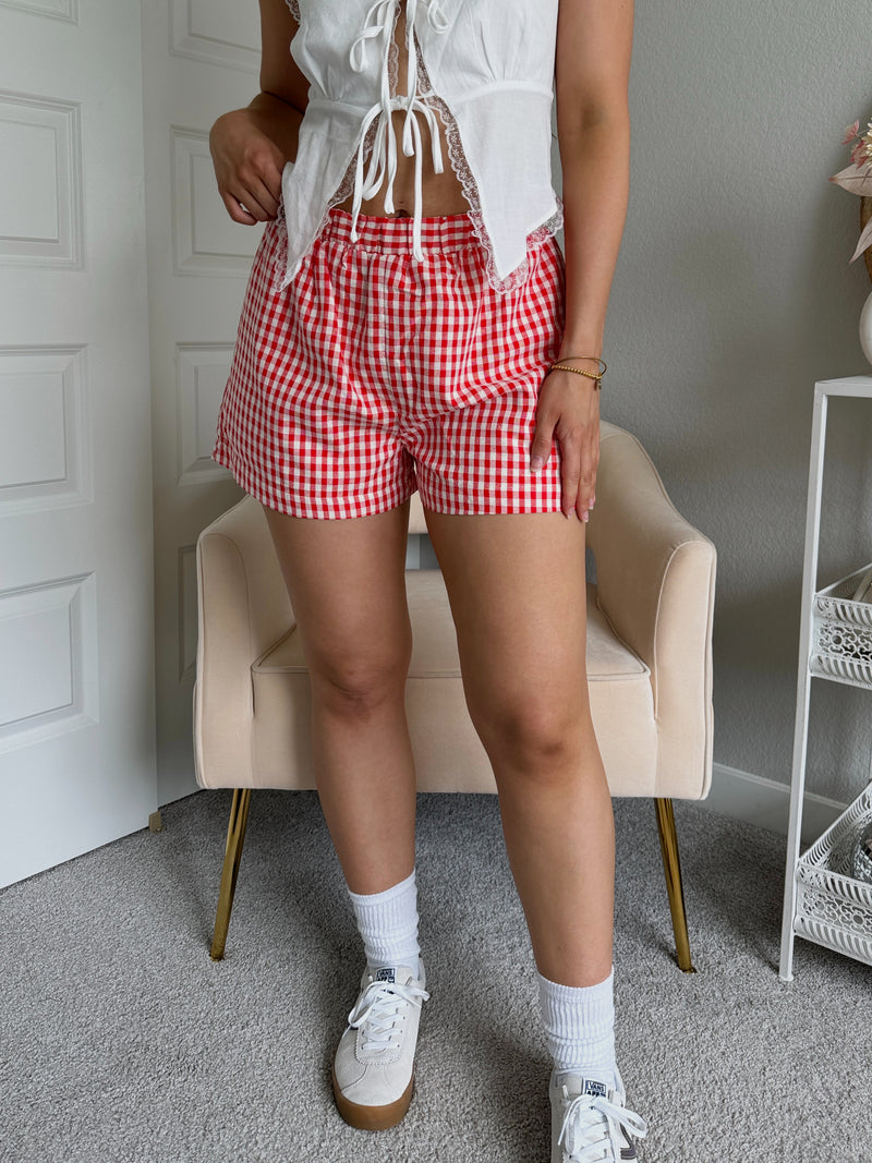 Jadyn Gingham Boxer Shorts (Red)