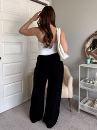 Keep it Cool High Waisted Drawstring Pants (Black)