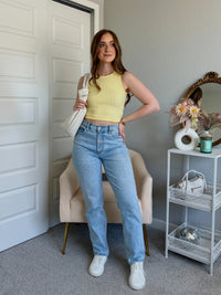 Midsummer Boat Neck Knit Crop Top (Yellow)