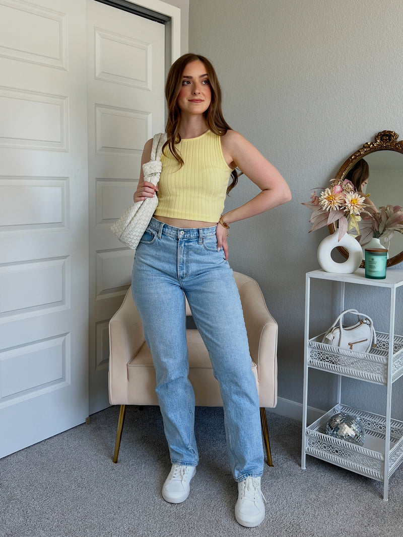 Midsummer Boat Neck Knit Crop Top (Yellow)