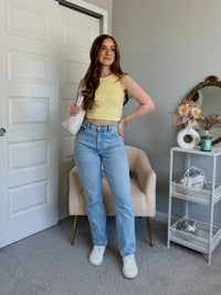 Midsummer Boat Neck Knit Crop Top (Yellow)