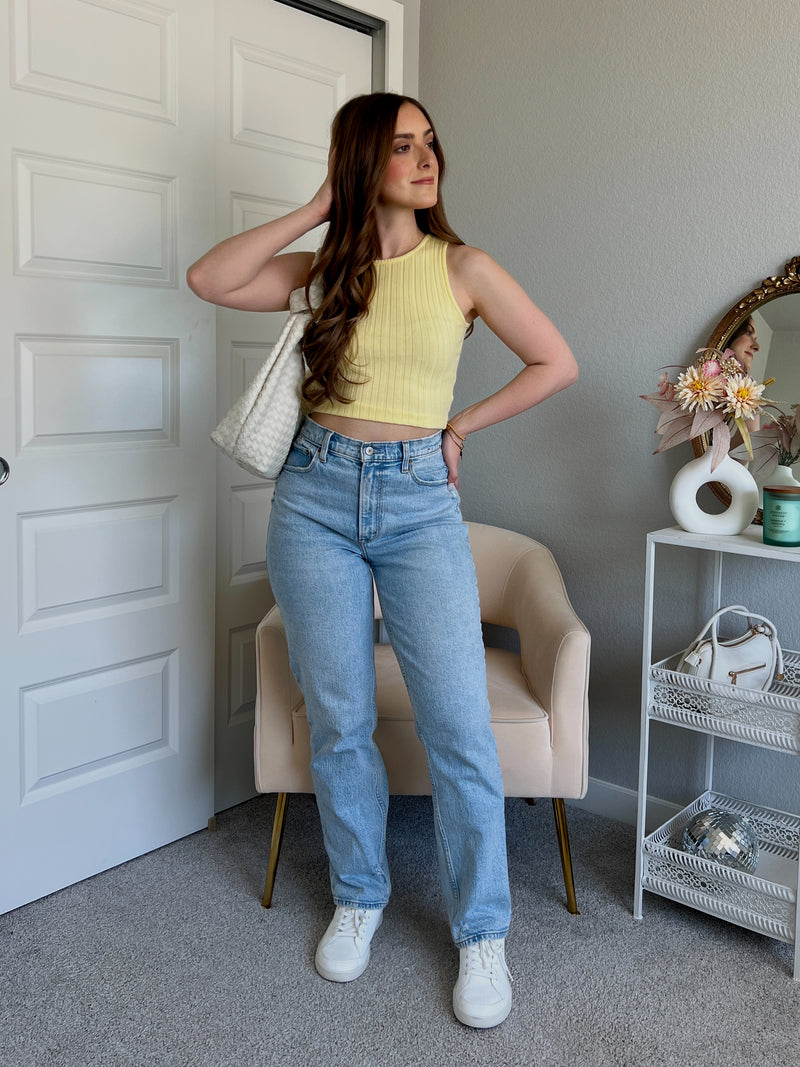 Midsummer Boat Neck Knit Crop Top (Yellow)