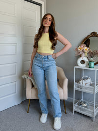 Midsummer Boat Neck Knit Crop Top (Yellow)