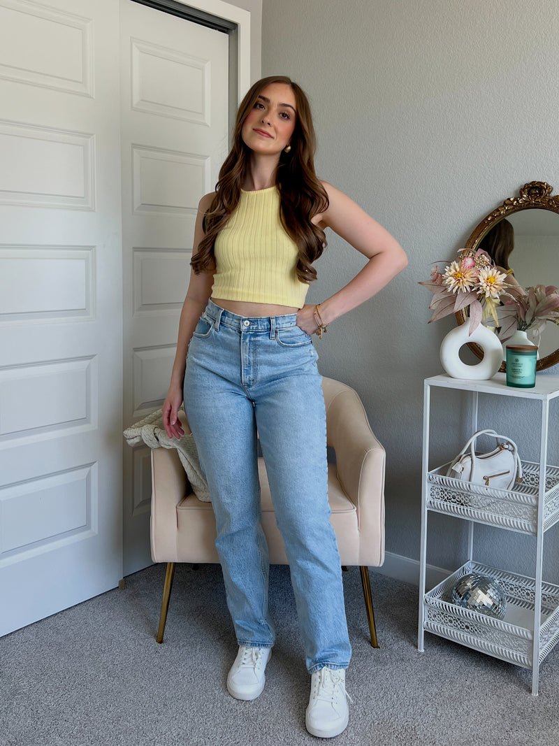 Midsummer Boat Neck Knit Crop Top (Yellow)