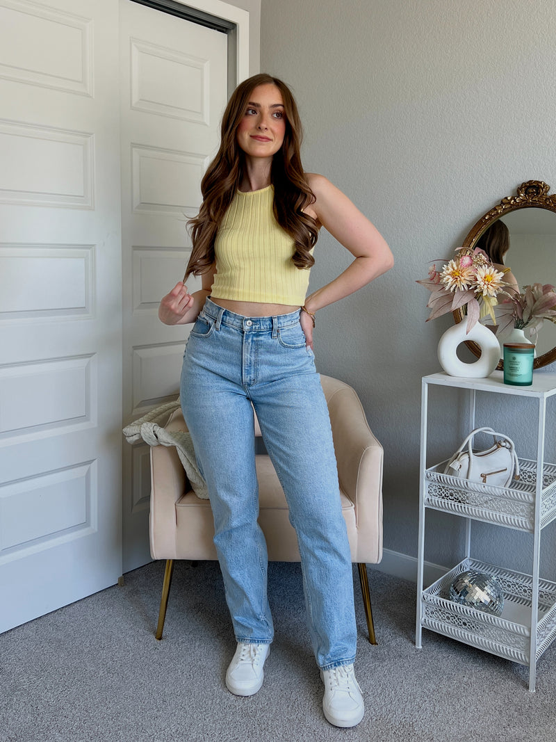 Midsummer Boat Neck Knit Crop Top (Yellow)