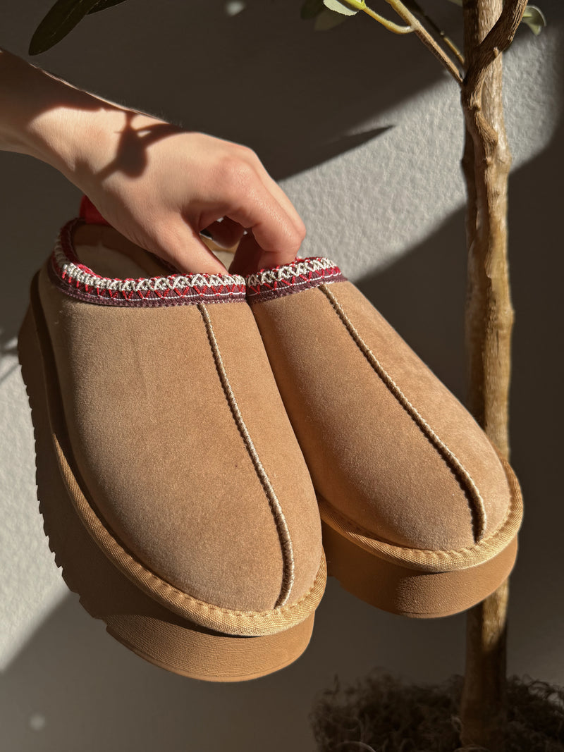 Montana Platform Slippers (Camel)