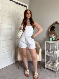 On the Go High Waisted Lounge Shorts (Heather Gray)