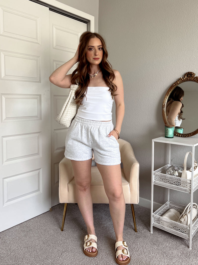 On the Go High Waisted Lounge Shorts (Heather Gray)
