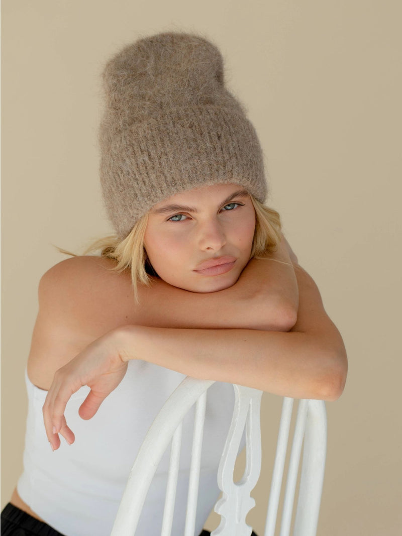 The Alpaca Wool Beanie (Beige Brown)