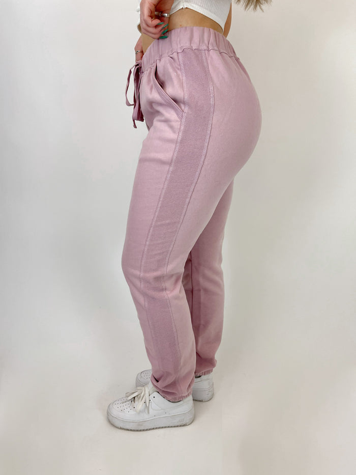 In For The Weekend Fleece Lined Joggers (Blush) – La Belle Boutique